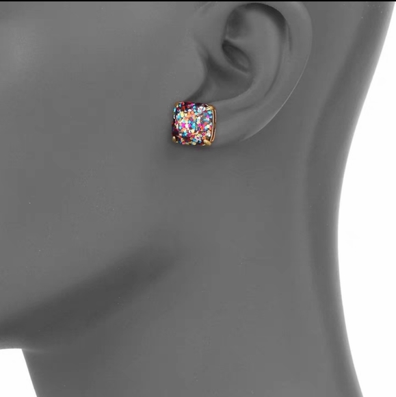 NWT Kate Spade Small Square Glitter Studs Earrings - Picture 9 of 11